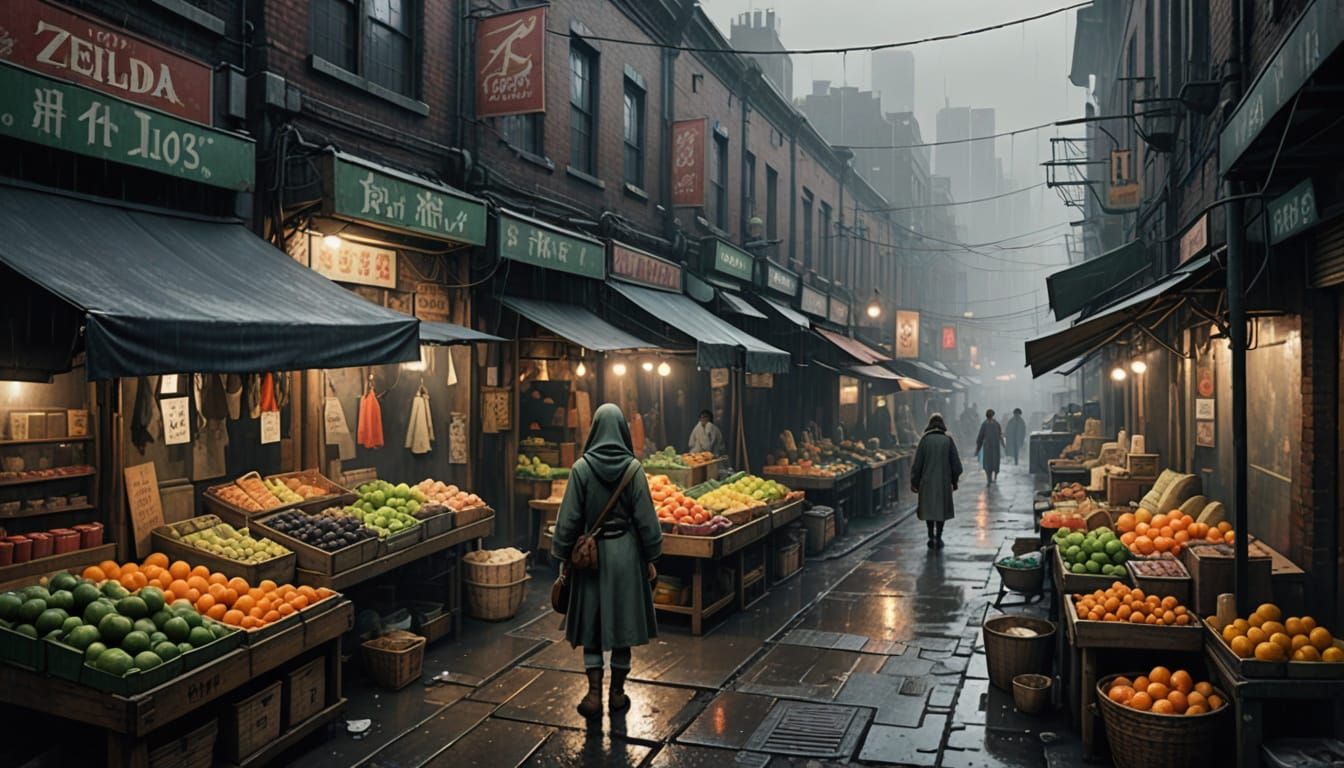 Zelda in Gritty Urban Market Concept Art