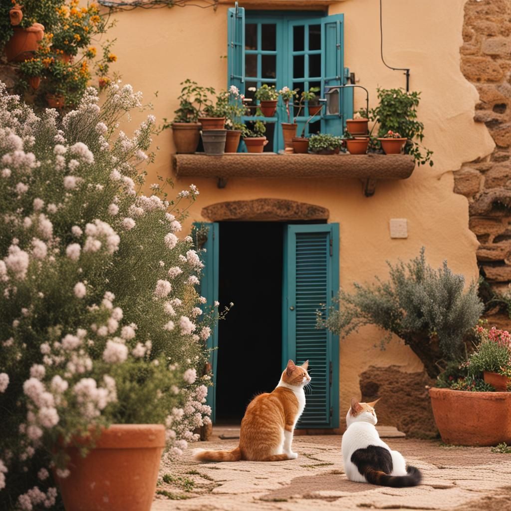 Charming Cats of Costa Brava: A Cinematic Cozy Scene