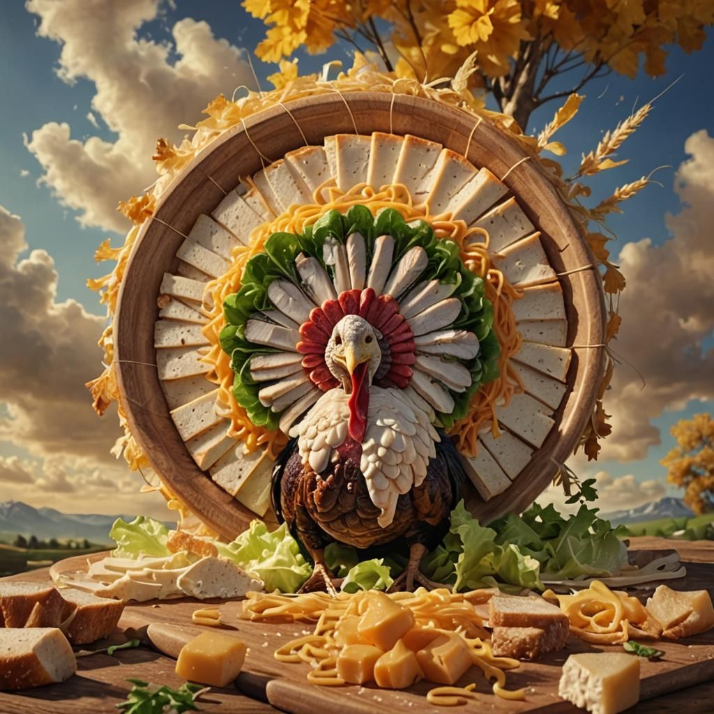 Juicy Turkey and Cheese Sandwich Still Life