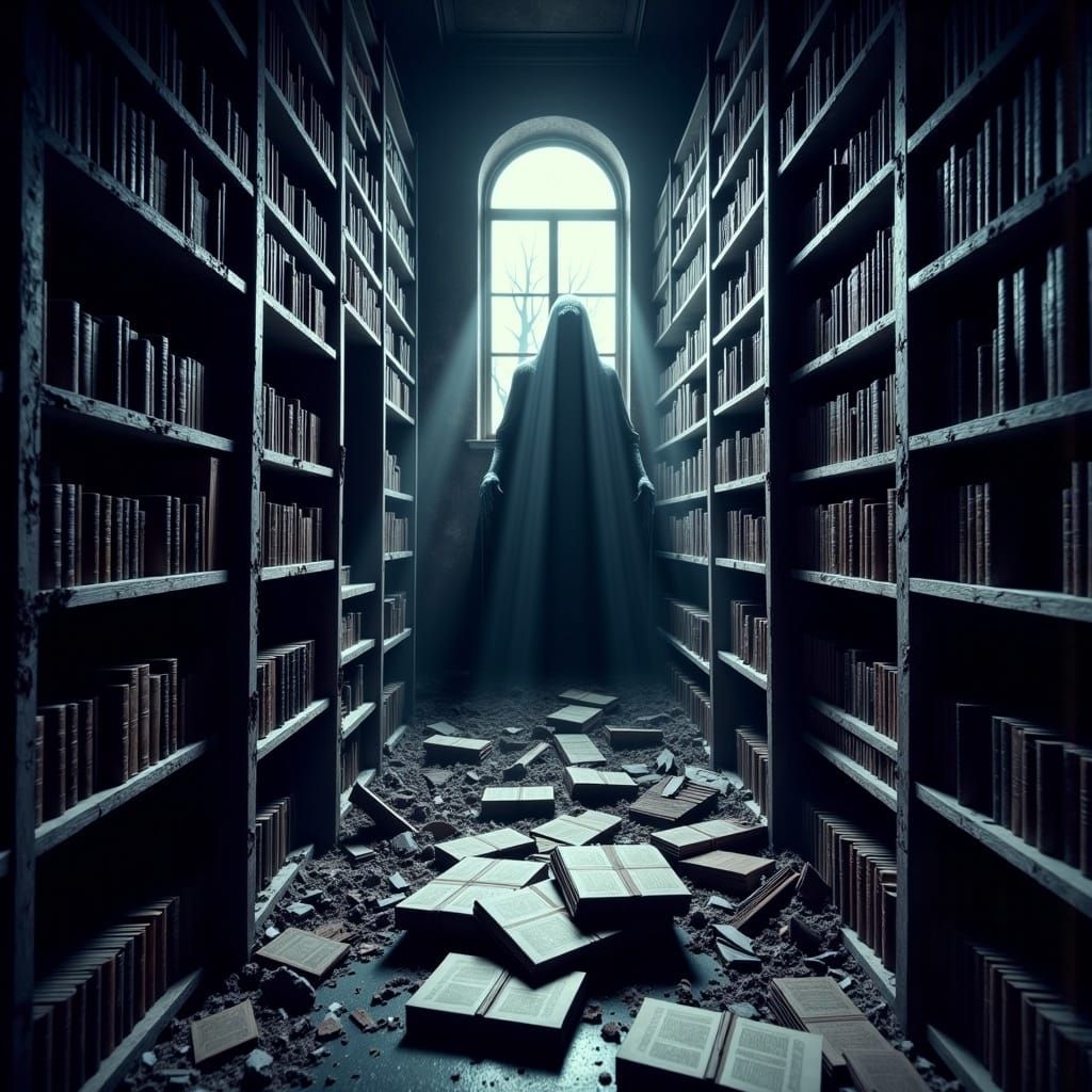 The evening shadows lengthened, casting grotesque figures th...