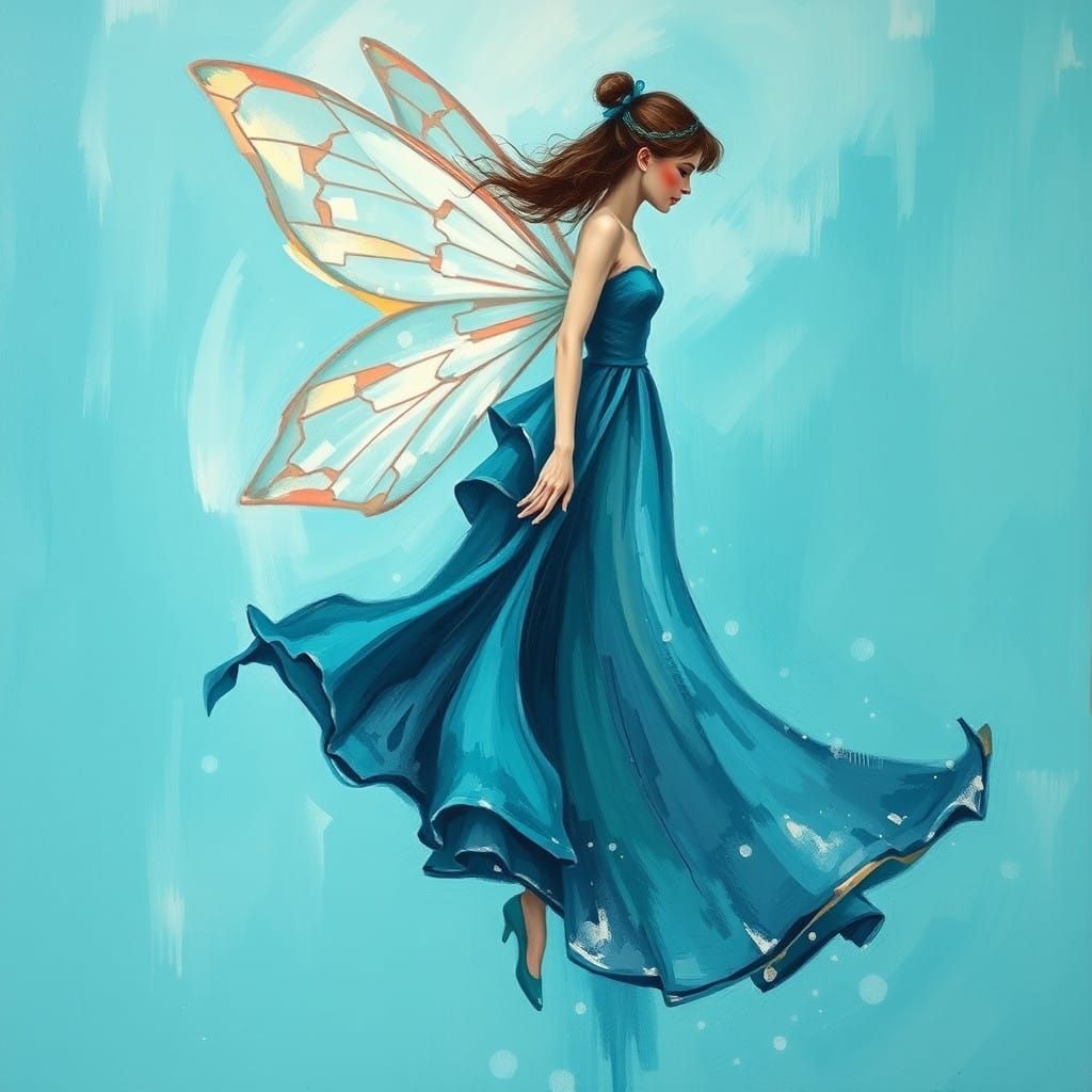 Turquoise Portrait in Impasto Style