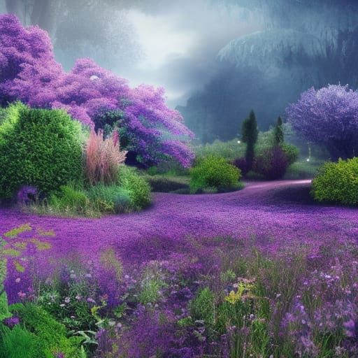 Purple Wildflower Garden: Epic Digital Painting