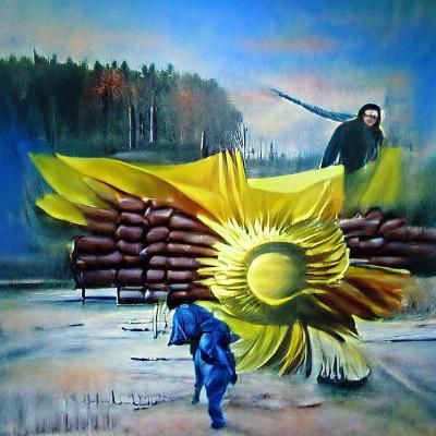 Ukraine Freedom Fighter in Oil Painting
