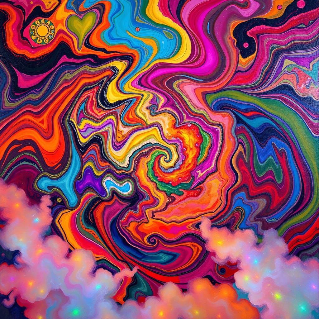 Vibrant Kaleidoscopic Dreamscape in Abstract Art Style