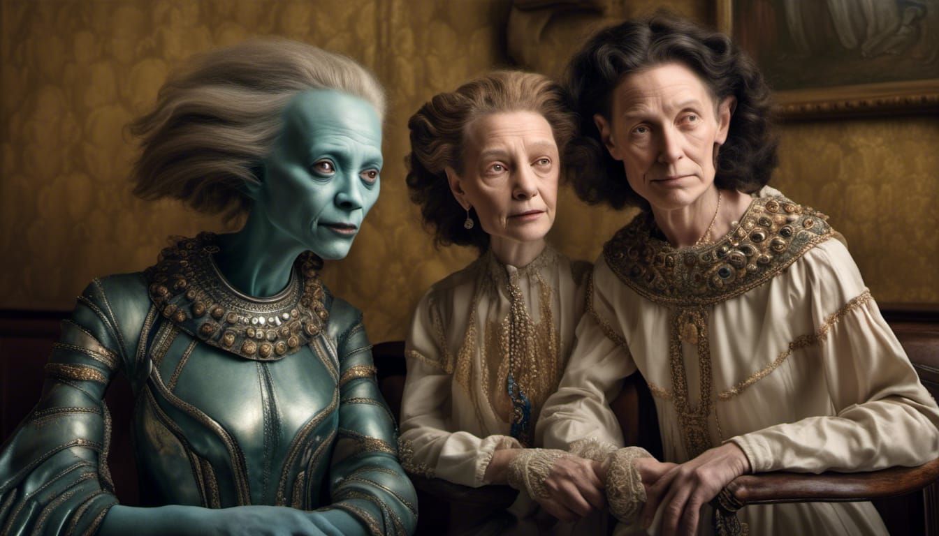 Old Master Paintings: Alien Party in Hyperrealism