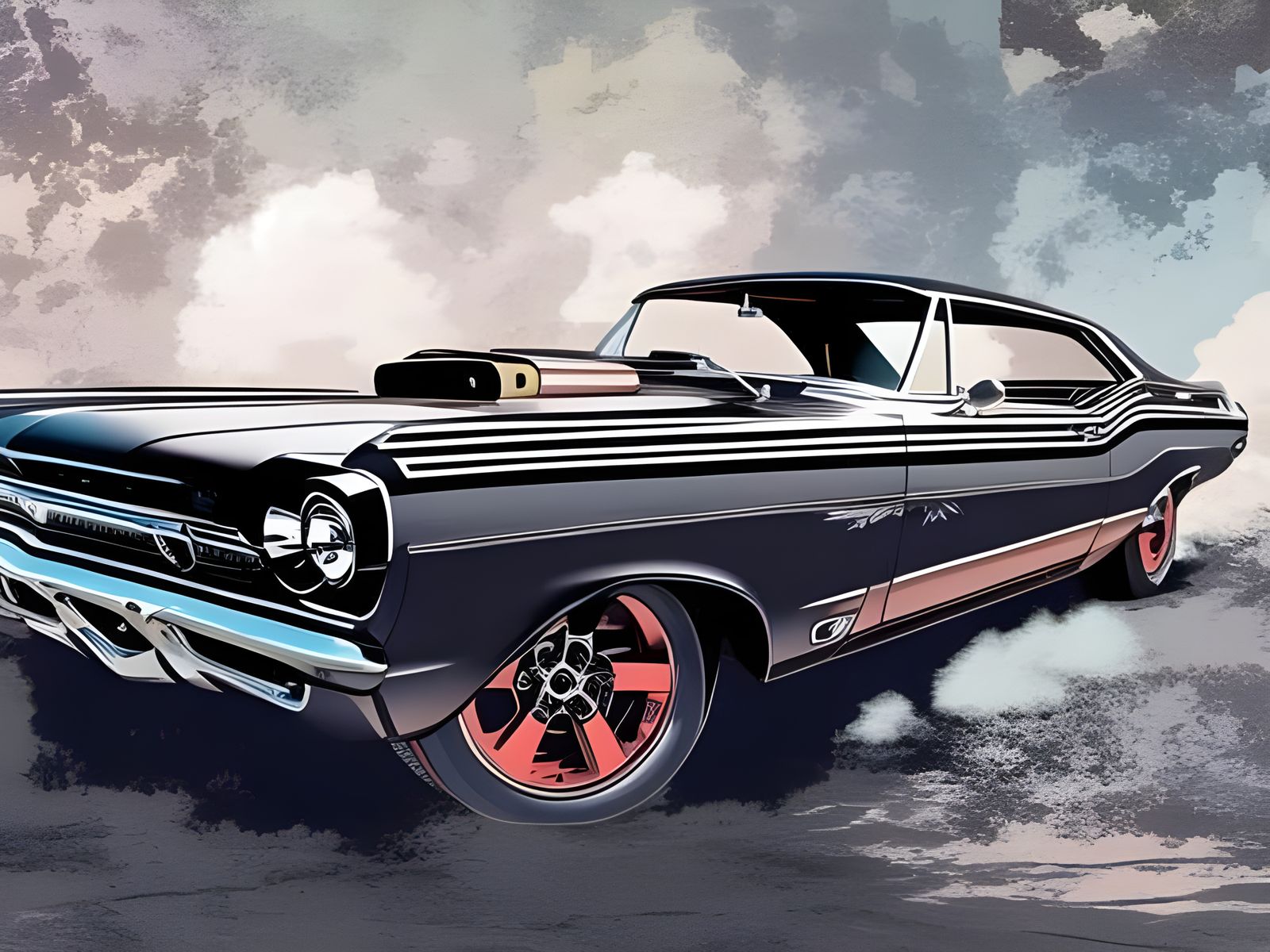 Explosive Punk Rock Scene with Vintage Car