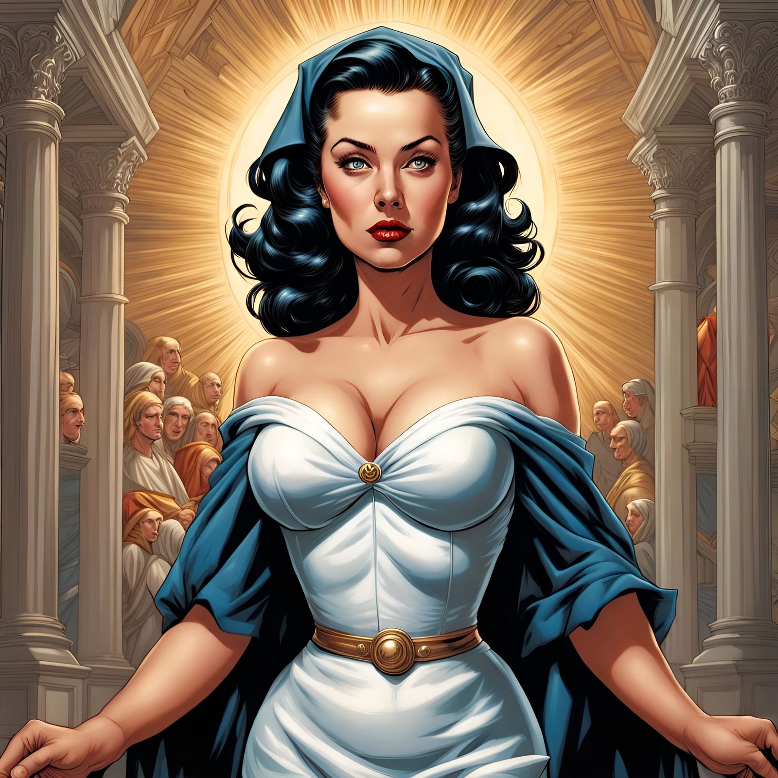 1950s Pinup Saint in Comic Book Style