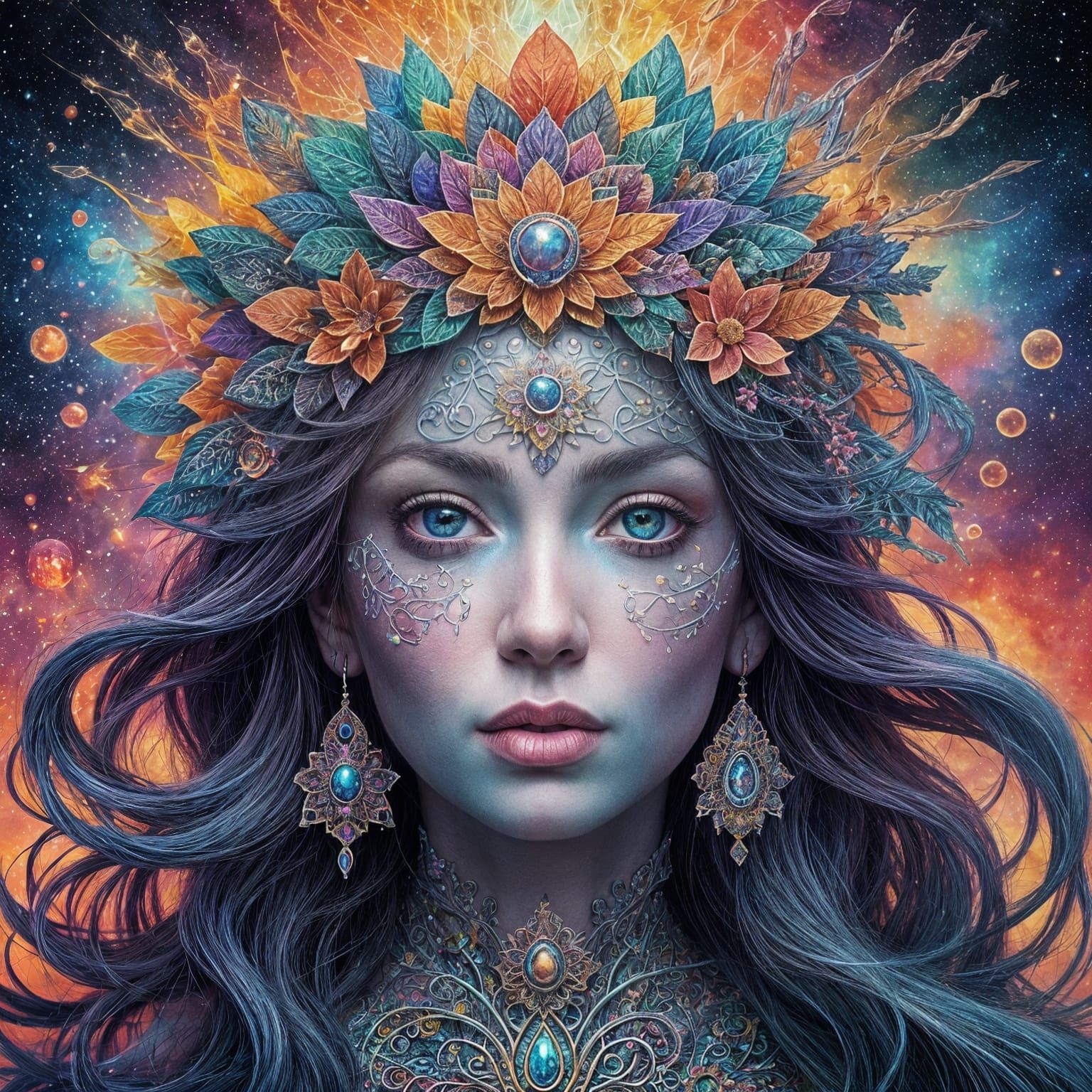 Ethereal Goddess of Exploding Cosmic Colors