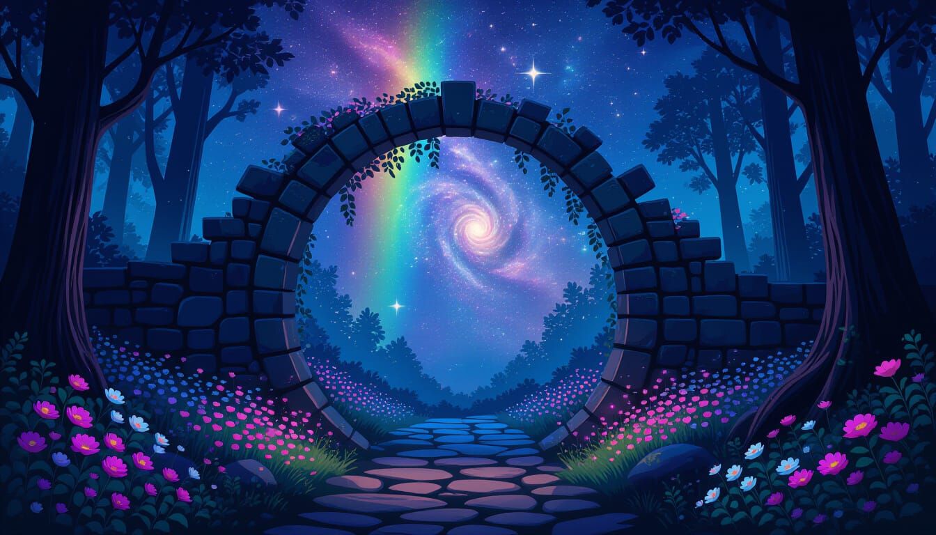 Enchanted Forest Path to Celestial Gateway