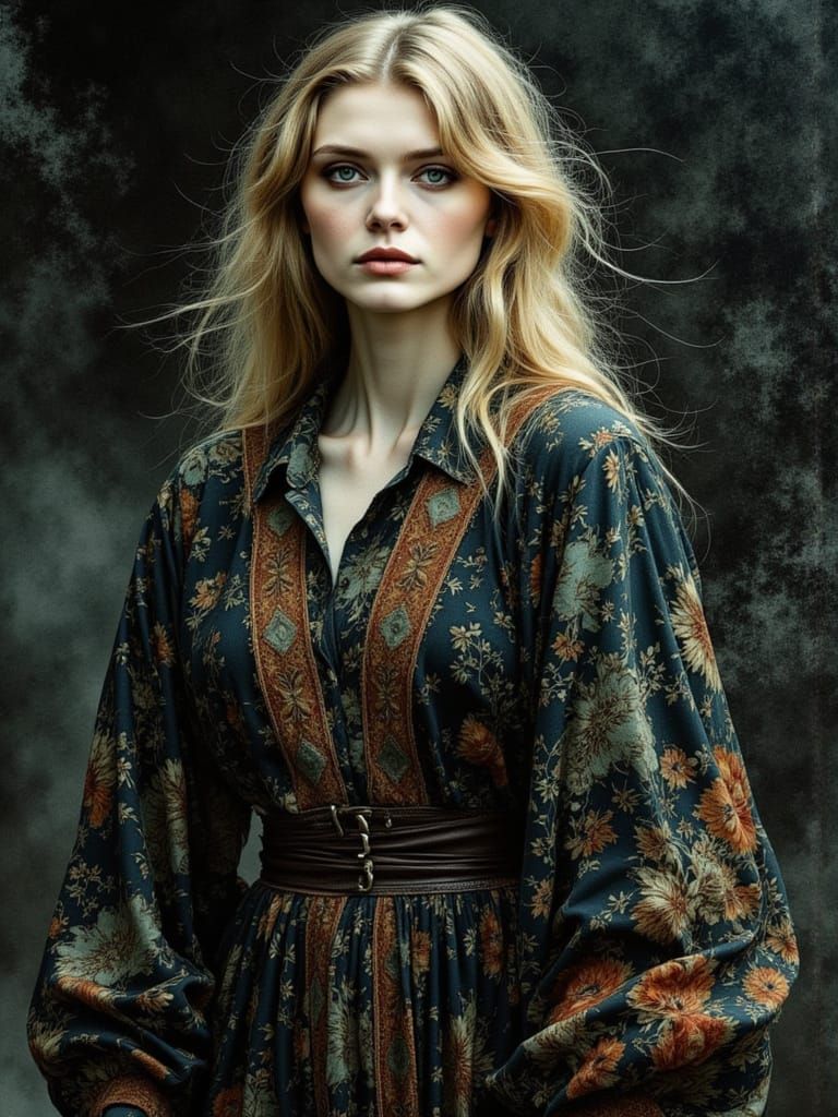 1950s Pin-Up Woman in Glitch-Art Digital Overlay