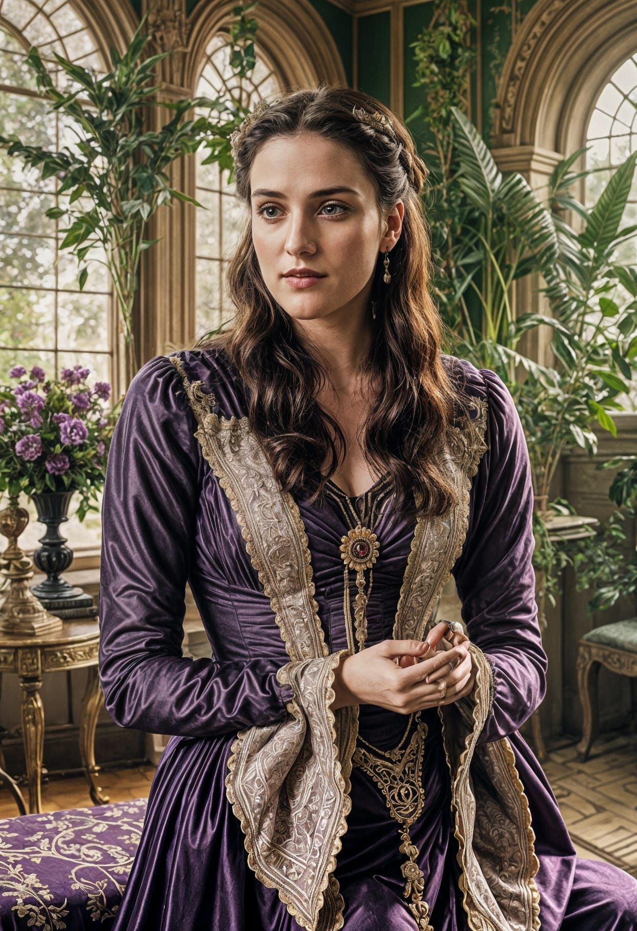 Elegant Victorian Lady in Lavender Dream