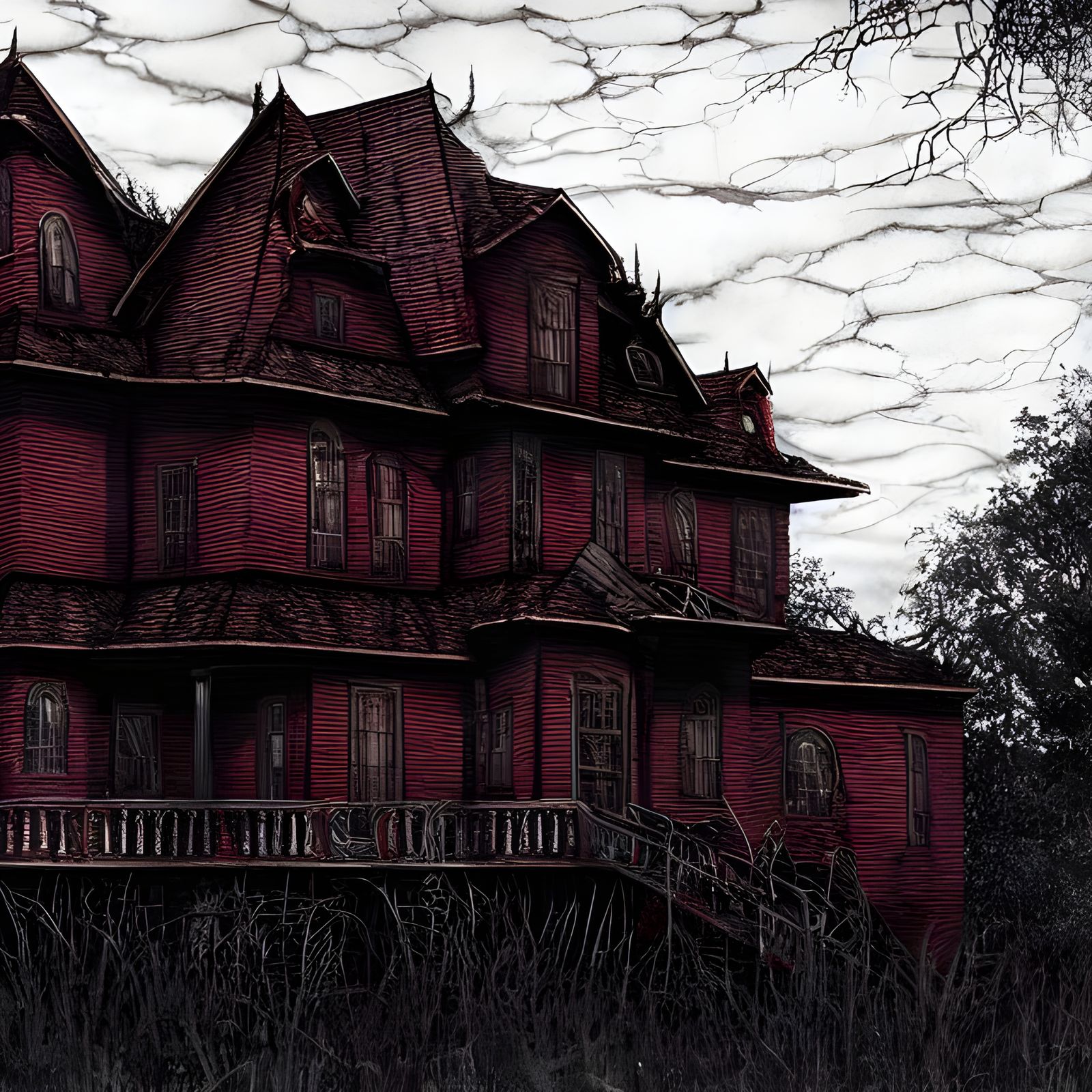 Sinister Horror House in Detailed Digital Art