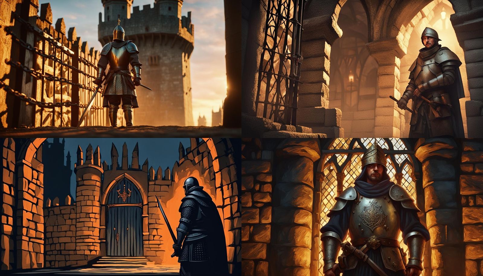 Medieval Guard Questioning at Portcullis