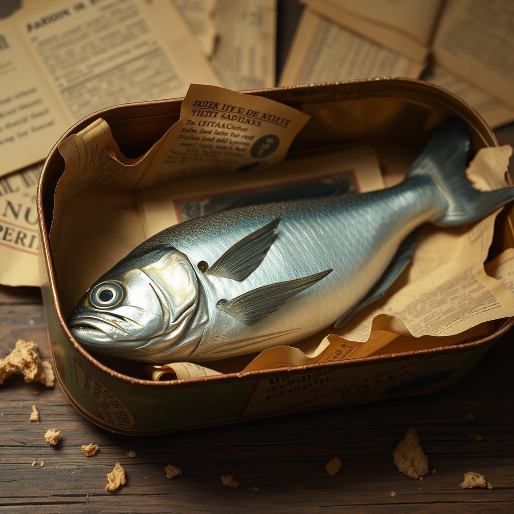 Sardine Slumbering in a Vintage Tin Can