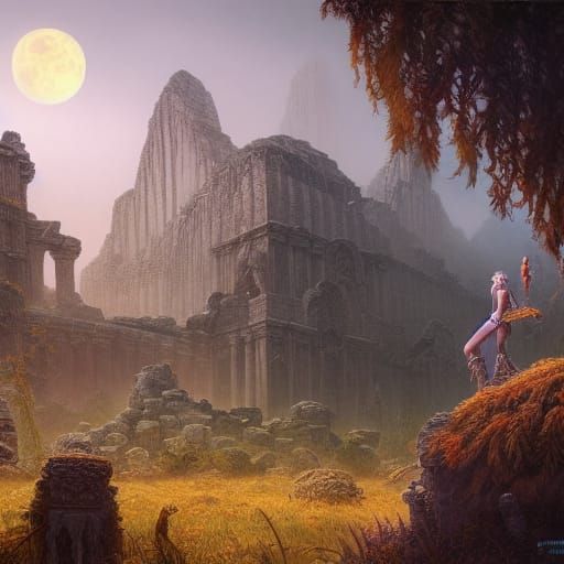 Epic Ancient Ruins in Dark Fantasy Style