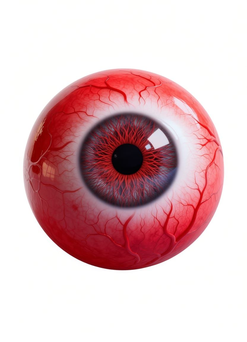 Ultra Realistic Red Ball With Wide Open Eye