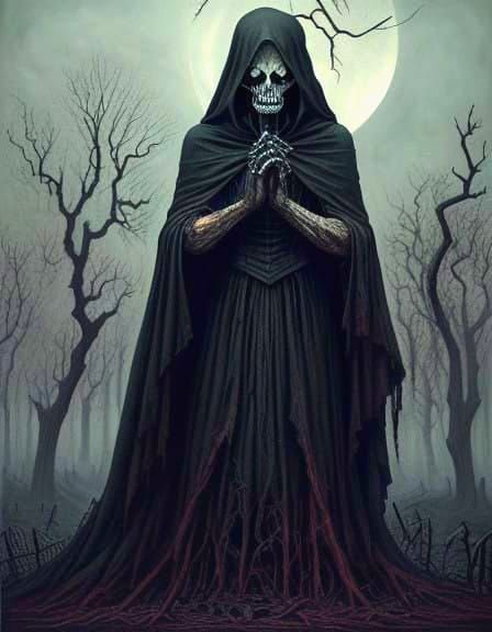 Eerie and Foreboding Landscape in Dark, Moody Art