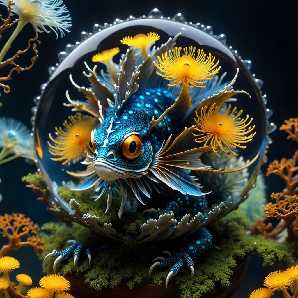 Opalescent Lionfish-Dragon Hybrid in Macro Detail