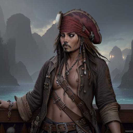 Detailed Matte Painting of Jack Sparrow