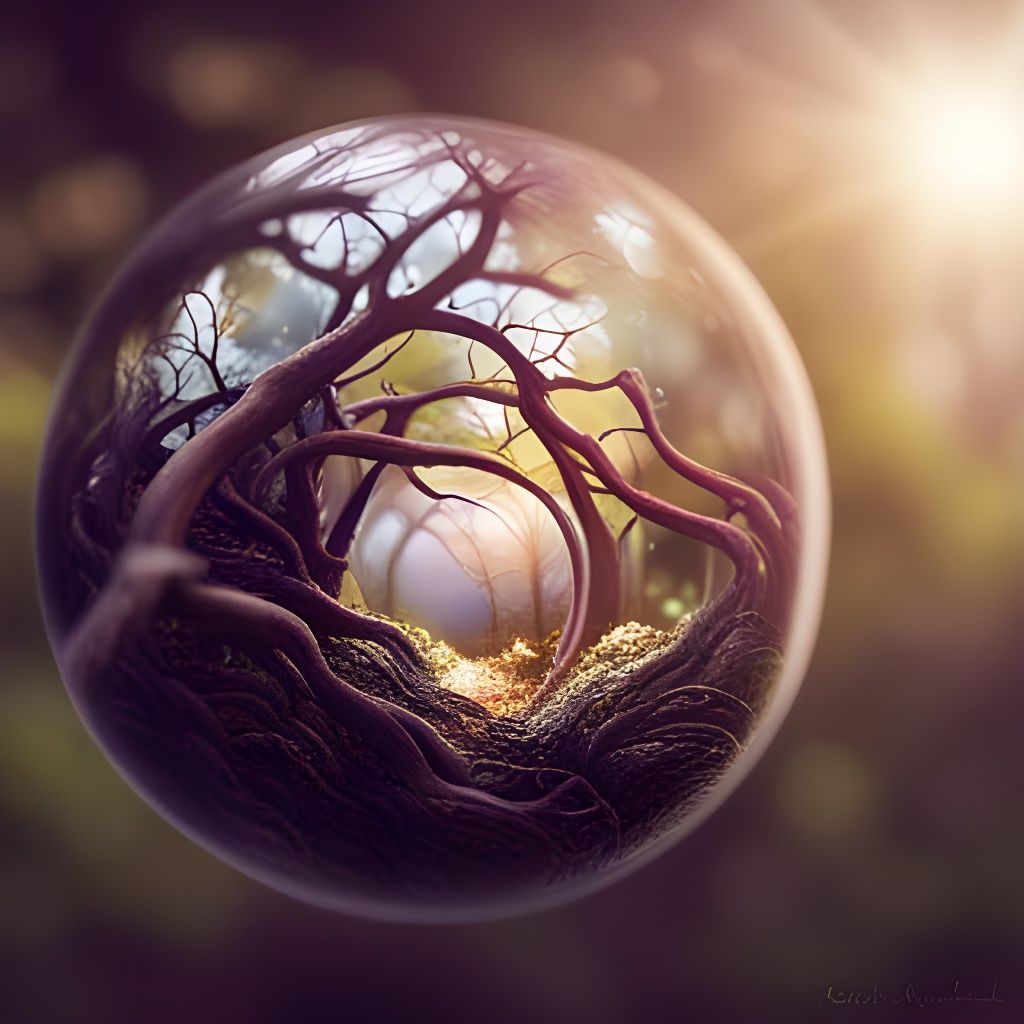 Glass Sphere in Tree Branches: Cottagecore Dreamscape