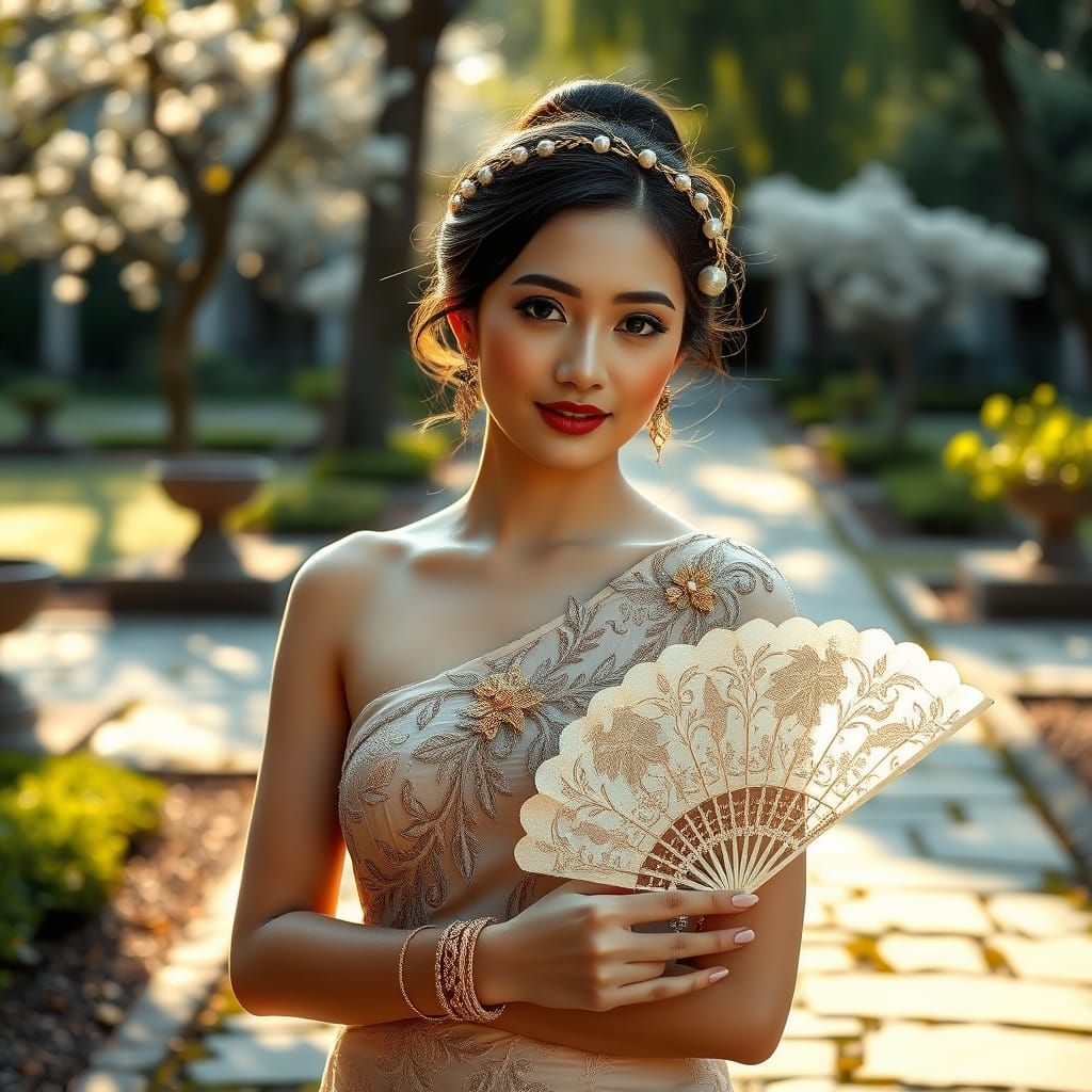 A high-fashion magazine portrait captures a graceful Southea...