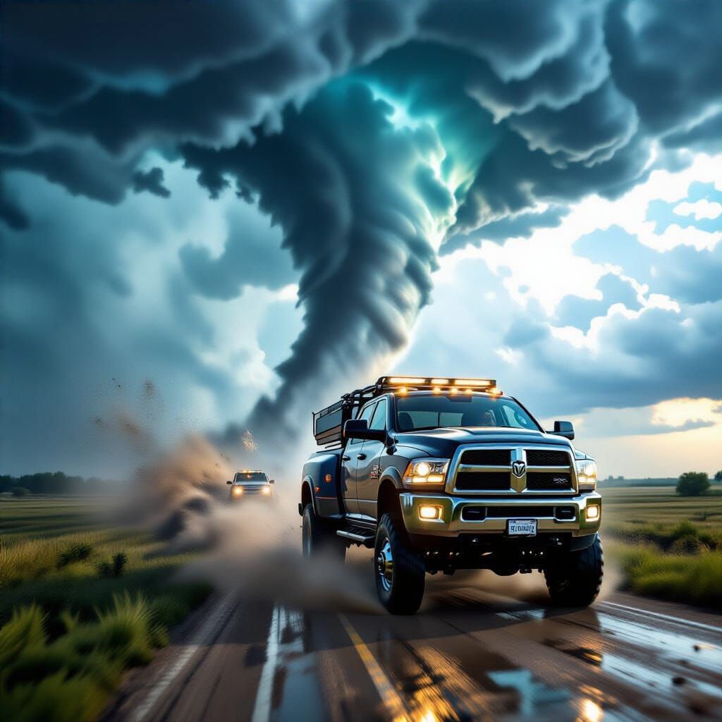 Dodge Ram 3500 Chases Tornado in Oklahoma
