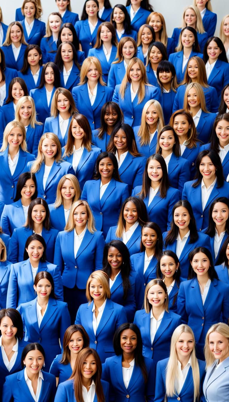 Businesswomen in Blue Suits: An AI-Generated Image