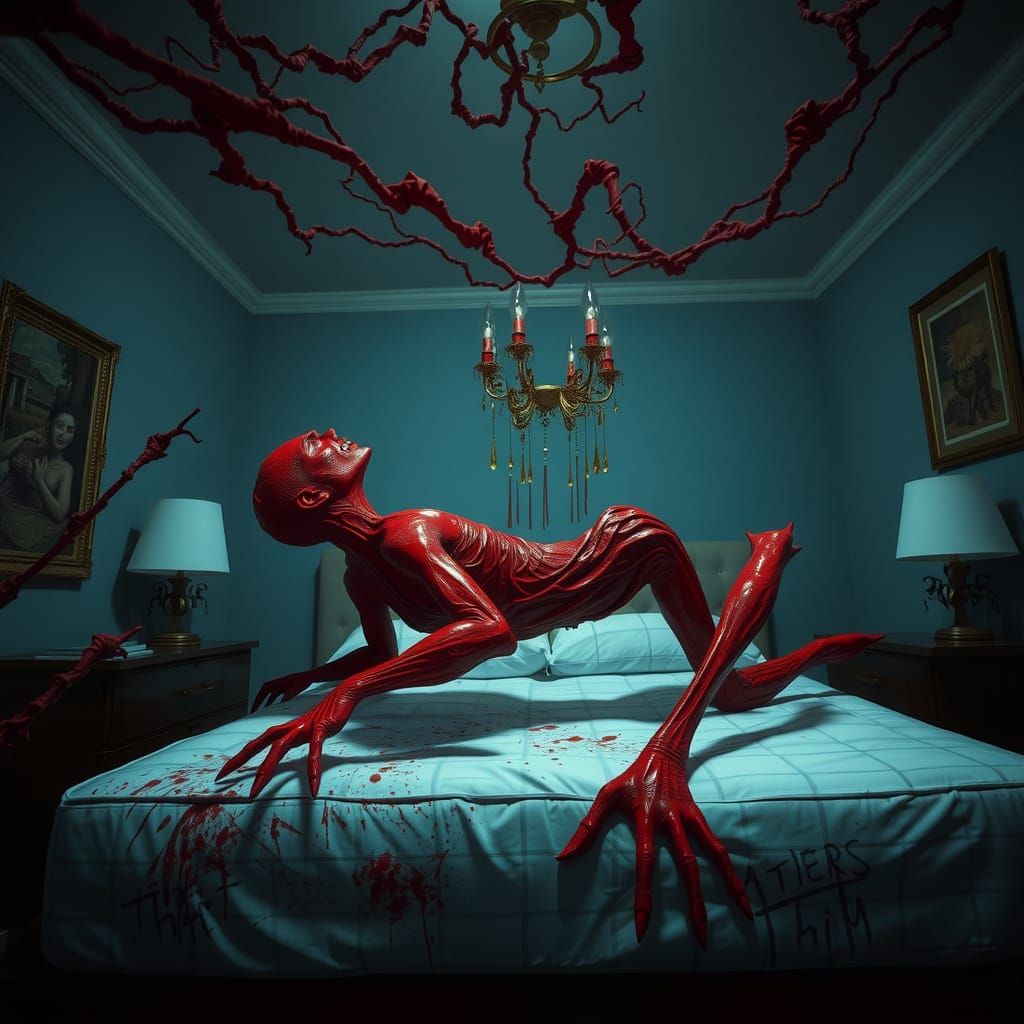 Terrifying Red Demon of Sleep Paralysis