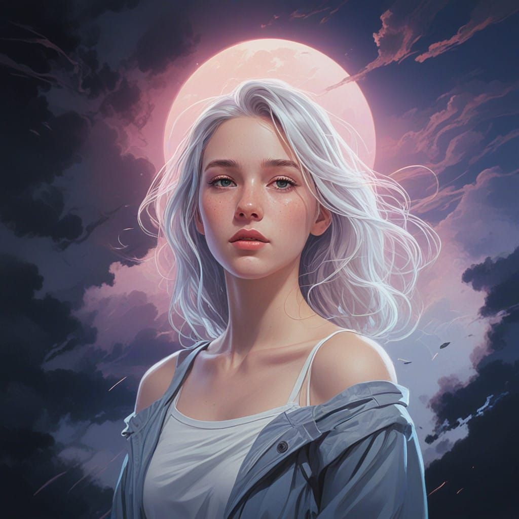 Dreamy Digital Girl with Ethereal Glow