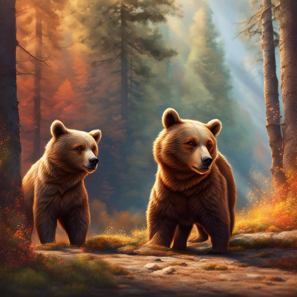 Hyperrealistic Three Bears Splash Art