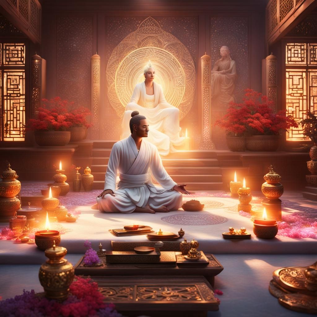 Reiki Master Healing Woman: Detailed Matte Painting