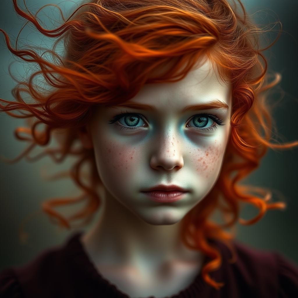 Ethereal Portrait of Irish Girl with Red Hair