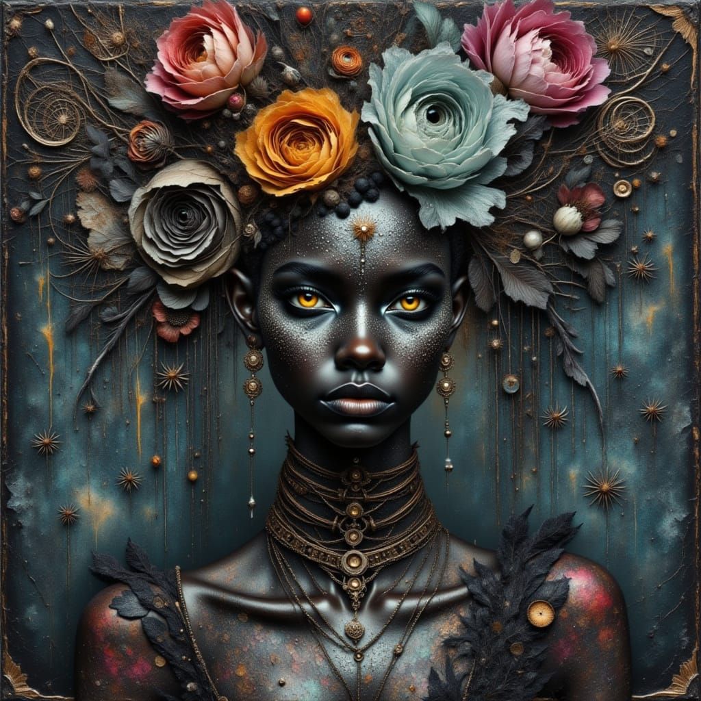 Gothic Fairy in Renaissance Oil Painting Style