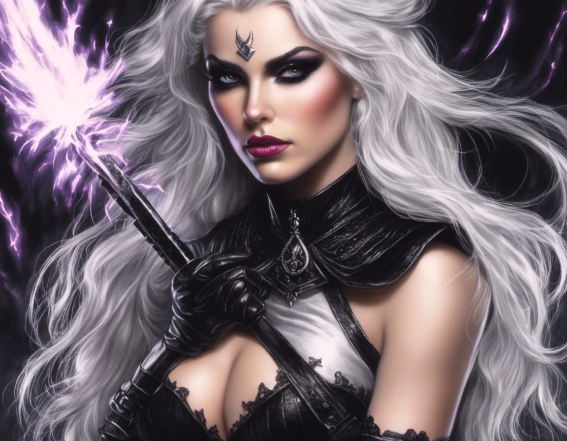 Gothic Witch Portrait in Hyperreal Macabre Style