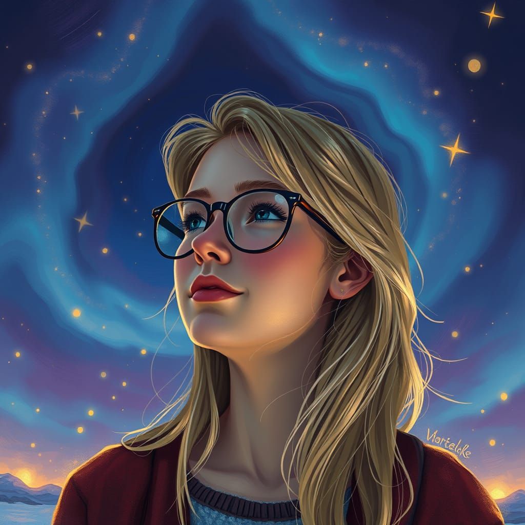 Ethereal Girl Lost in Futuristic Dreamscape