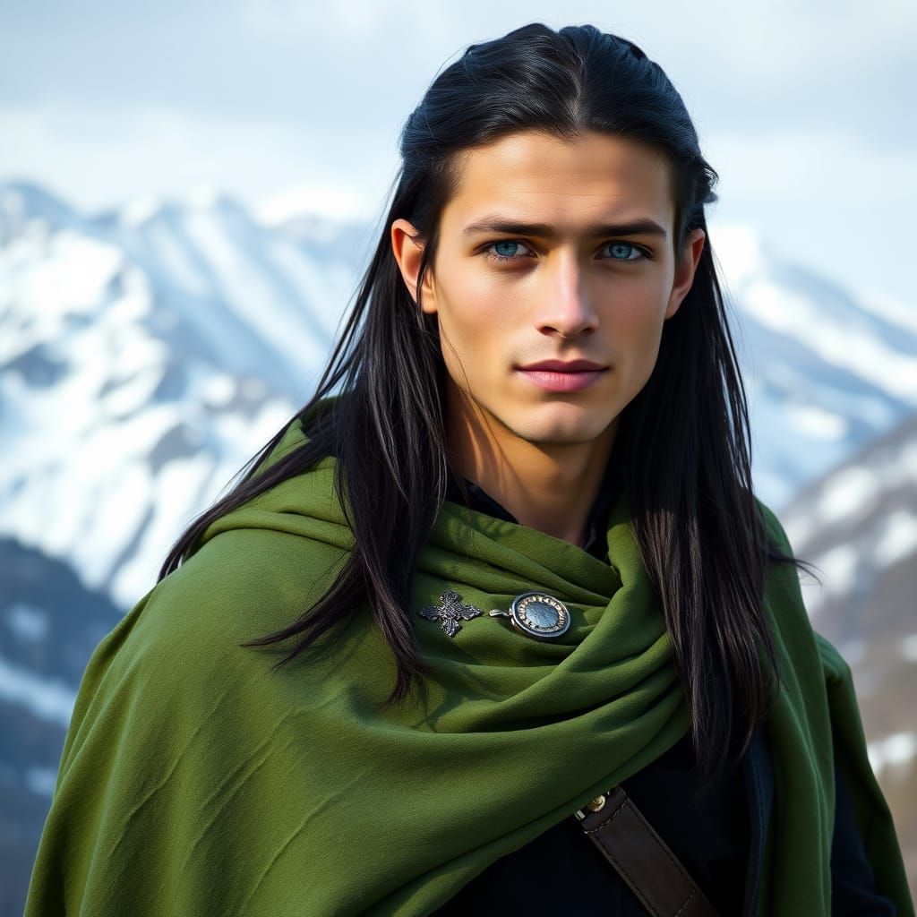 Handsome Prince in Majestic Winter Landscape