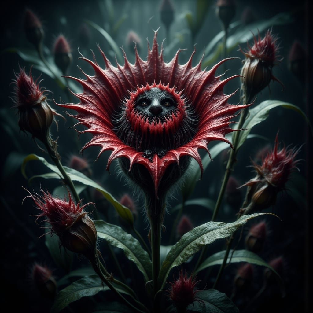 Gothic Venus Flytrap Rose Hybrid Illustration