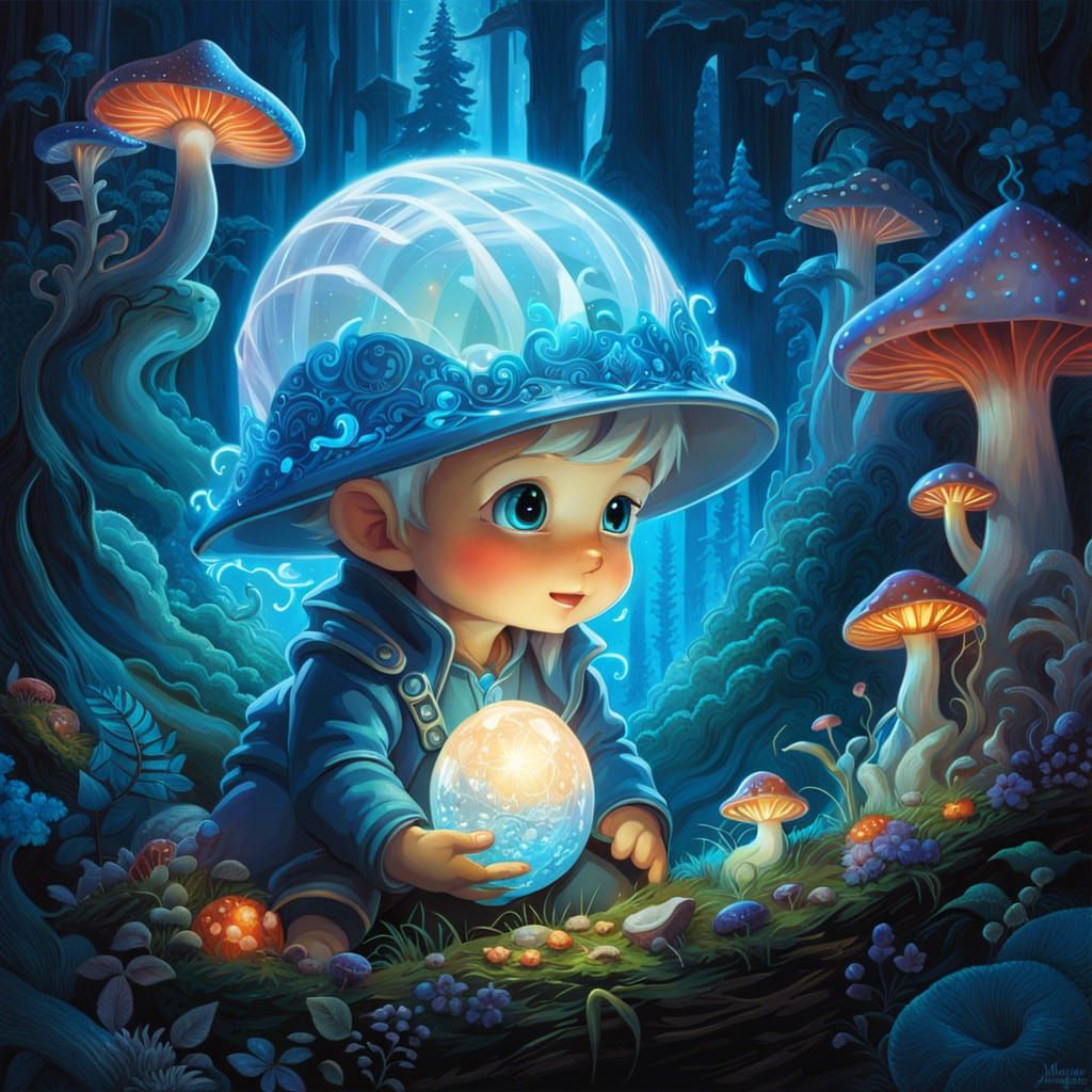 Bioluminescent Mushroom Hat Dragon Egg in Hyperrealism