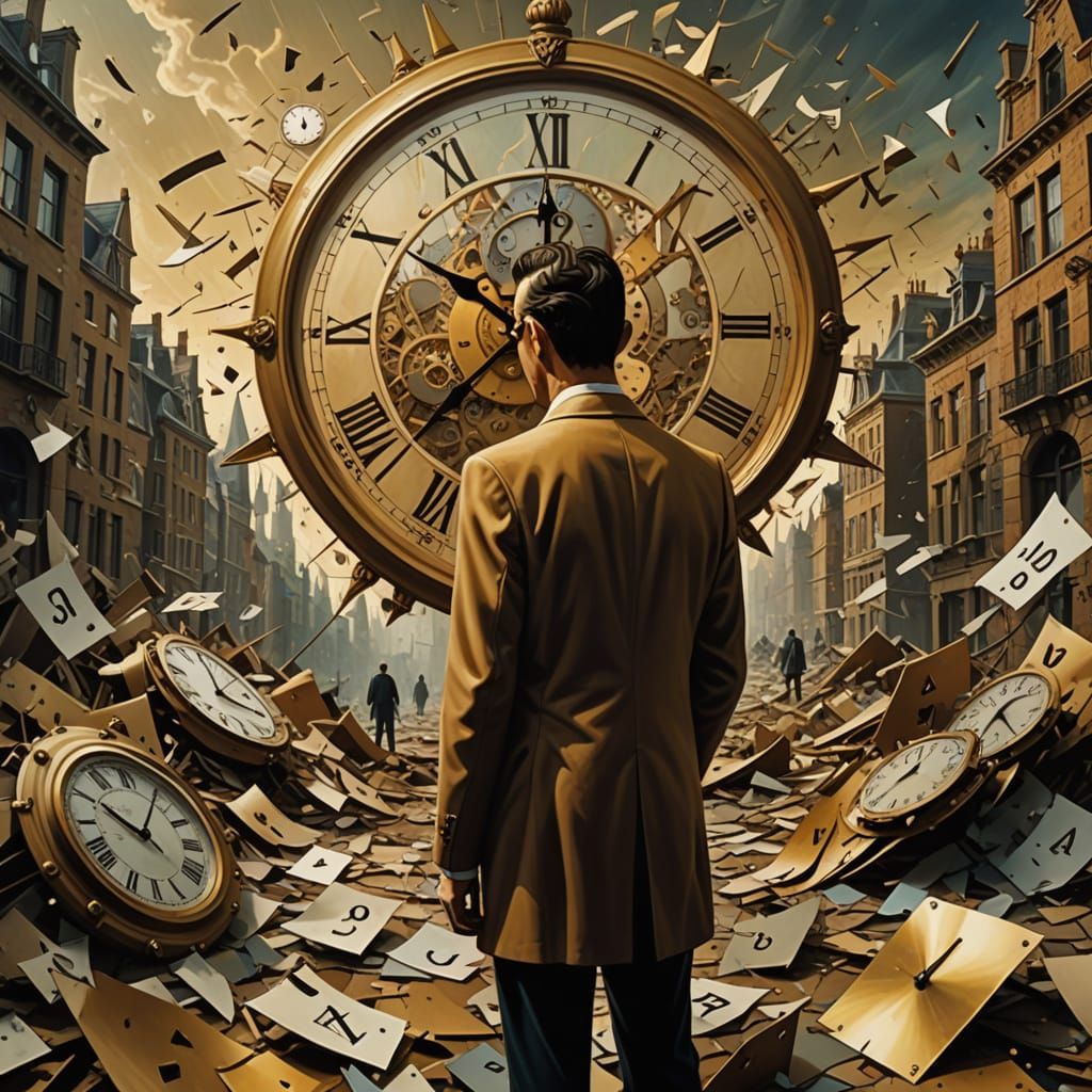 Surreal Cityscape in Shattered Time