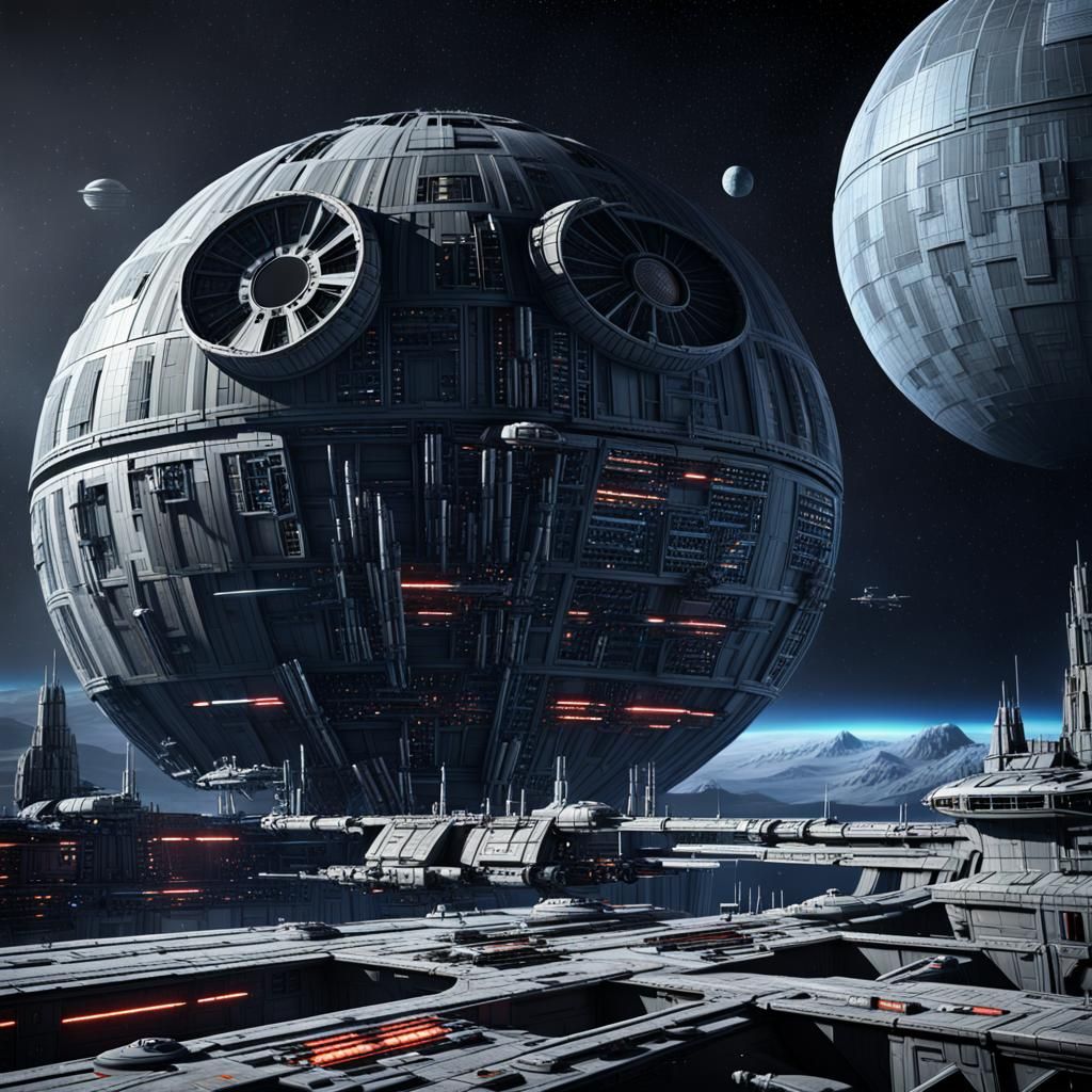 X-Wing Assault on the Death Star in Matte Painting Style