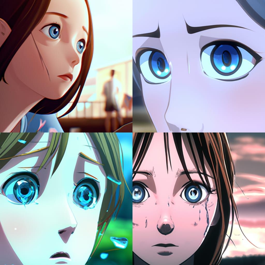 Anime Girl with Cracked Porcelain Skin, Studio Ghibli Style