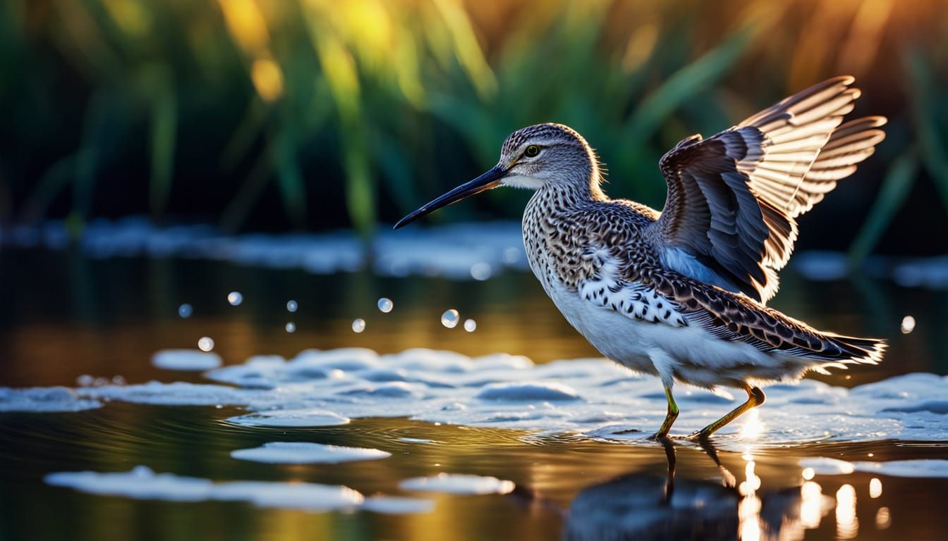 Wood Sandpiper in Flight: Splash Art Concept