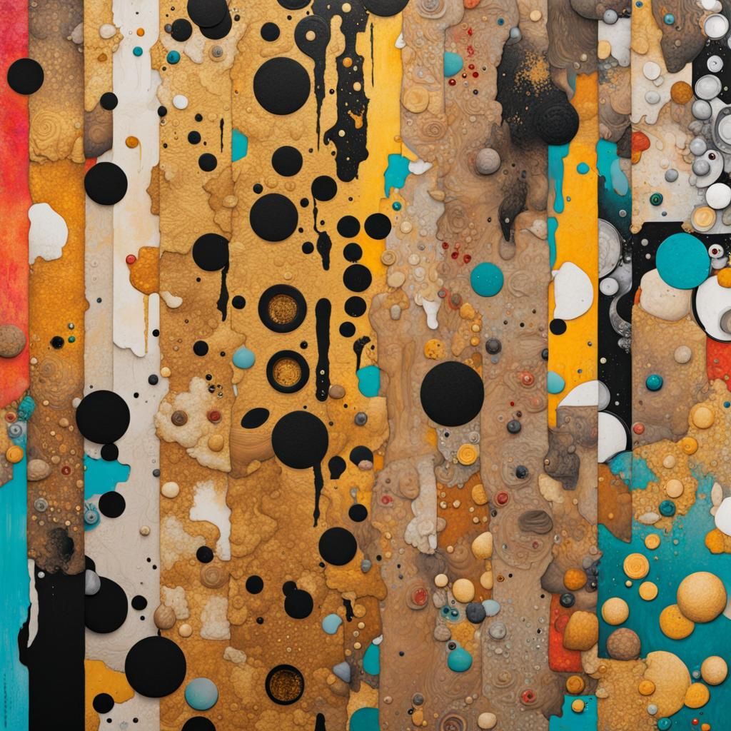 Klimt-Inspired Collage with Graffiti Art Texture