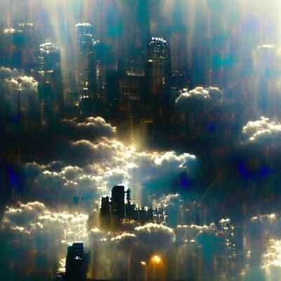 Ethereal Sunshine Illuminates Dark Cityscape