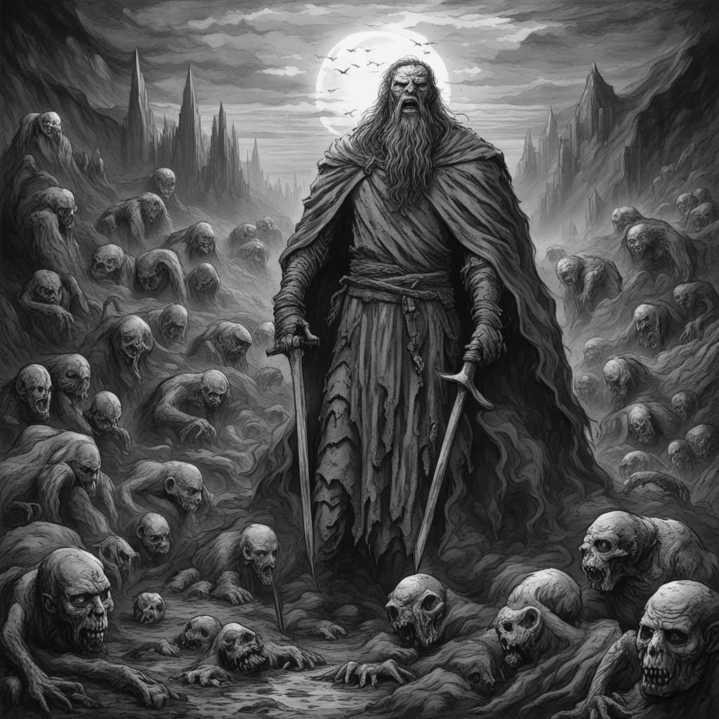 Show me all the pain, disgust, fear, creepiness, all the negative feelings of the world called Helheim from Scandinavian...