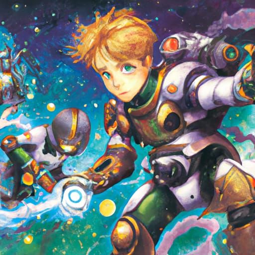 Sci-Fi Adventure: Man and Robot in Space