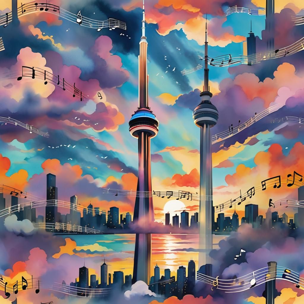 Sheet music painted on the CN Tower