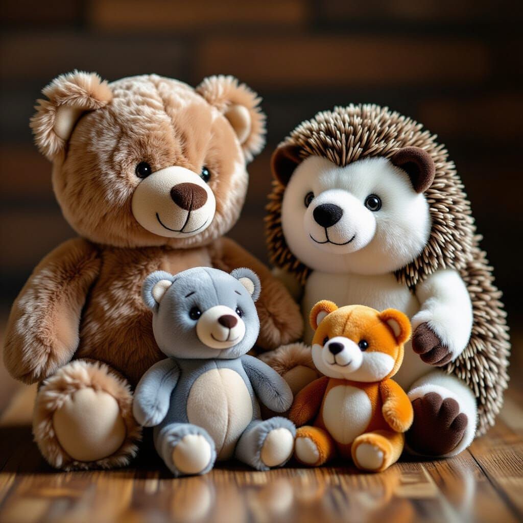 Realistic Plush Toys in Cinematic Studio Lighting