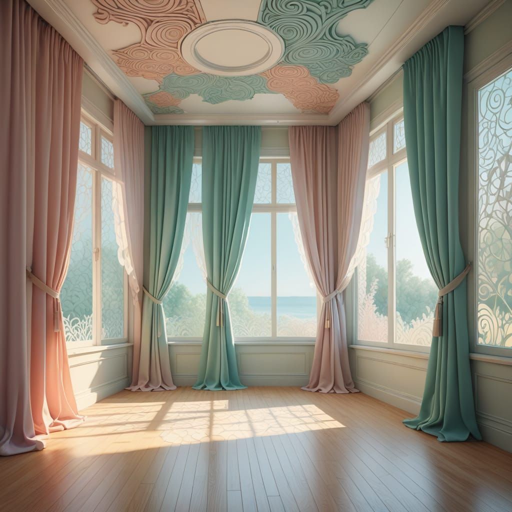 Breezy Threshold: Pastel Color Gradient Porch