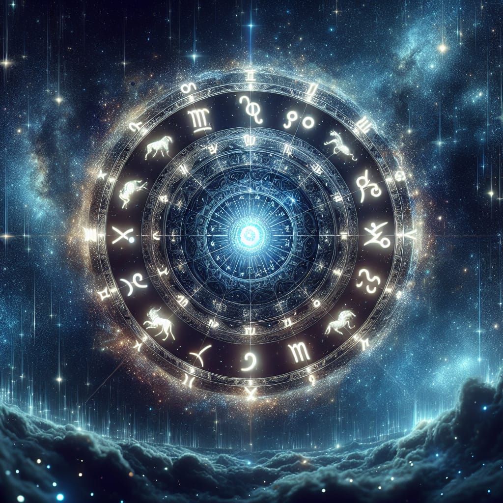 Glowing Zodiac Wheel Illuminates the Mystical Night Sky in C...